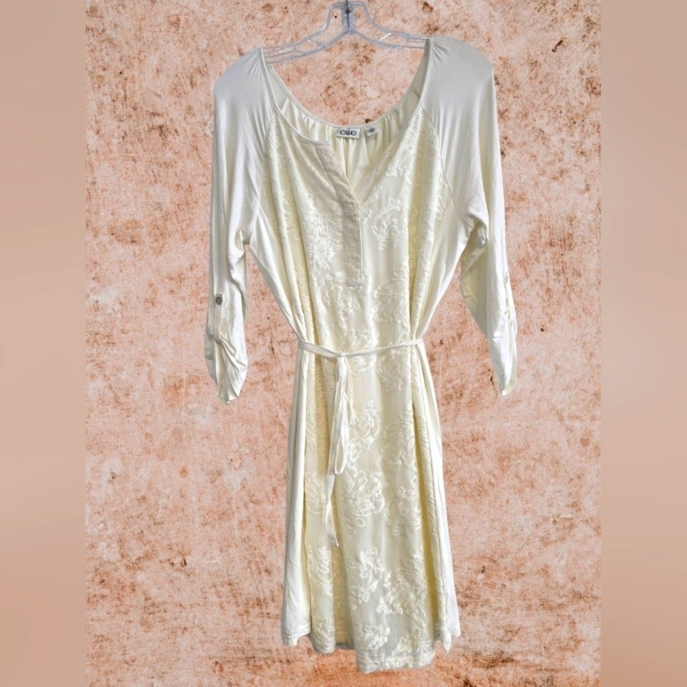 Cato Ivory Lace Textured Midi Dress Size Medium NWT
